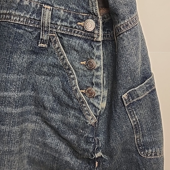 Cotton On Logan Blue Denim Overall Dress w/Front Slit Sz 12US Country Minimalist - Picture 7 of 13